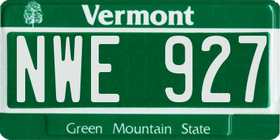 VT license plate NWE927