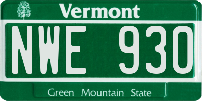 VT license plate NWE930