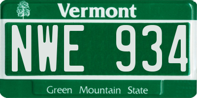 VT license plate NWE934