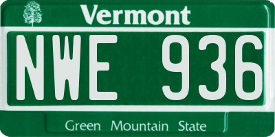 VT license plate NWE936