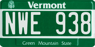 VT license plate NWE938