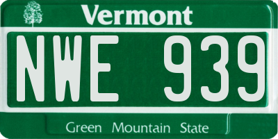 VT license plate NWE939
