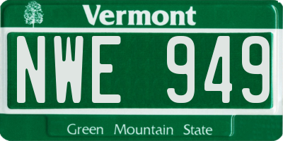 VT license plate NWE949