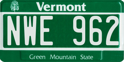 VT license plate NWE962