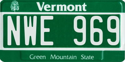 VT license plate NWE969