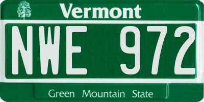 VT license plate NWE972