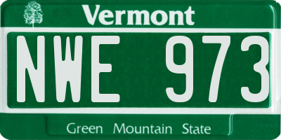 VT license plate NWE973