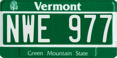 VT license plate NWE977