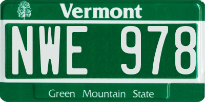 VT license plate NWE978