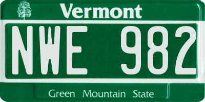 VT license plate NWE982