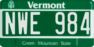 VT license plate NWE984