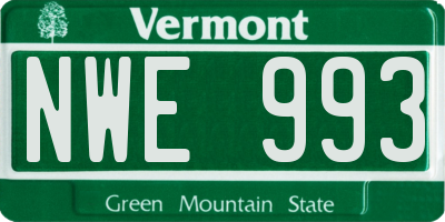 VT license plate NWE993