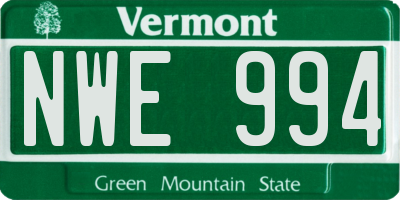 VT license plate NWE994