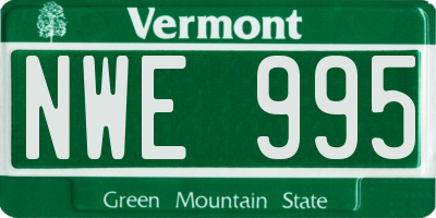 VT license plate NWE995
