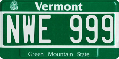 VT license plate NWE999