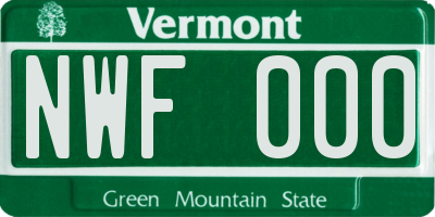 VT license plate NWF000