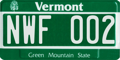 VT license plate NWF002