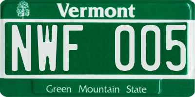 VT license plate NWF005