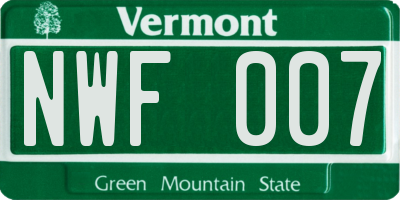 VT license plate NWF007