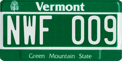 VT license plate NWF009
