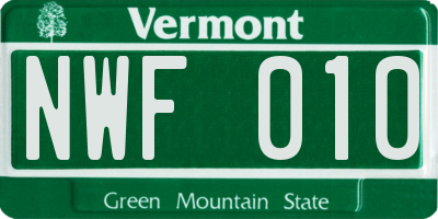 VT license plate NWF010