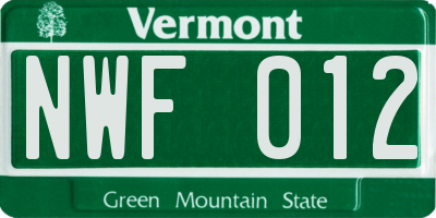 VT license plate NWF012