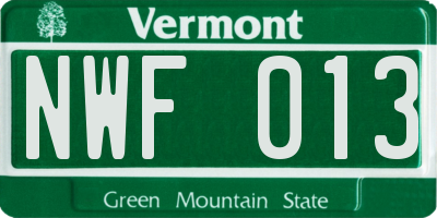 VT license plate NWF013