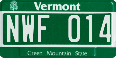 VT license plate NWF014