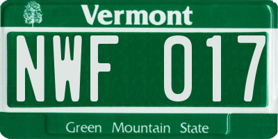VT license plate NWF017
