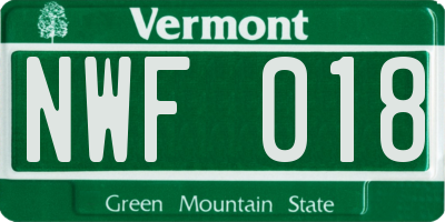 VT license plate NWF018