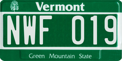 VT license plate NWF019