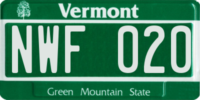 VT license plate NWF020