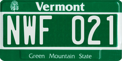 VT license plate NWF021