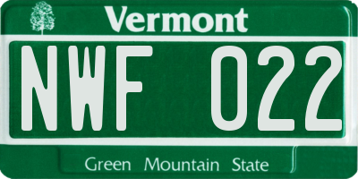 VT license plate NWF022