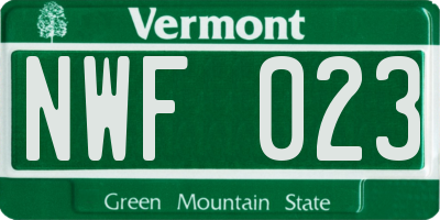 VT license plate NWF023