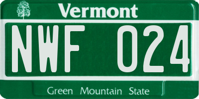 VT license plate NWF024