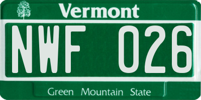 VT license plate NWF026