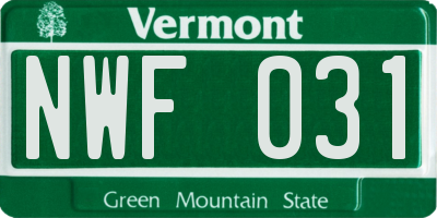 VT license plate NWF031