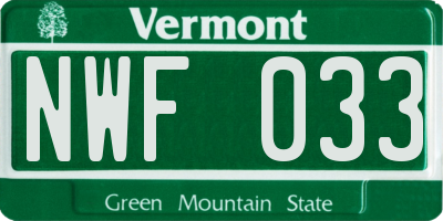 VT license plate NWF033