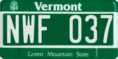 VT license plate NWF037