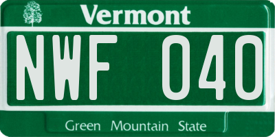 VT license plate NWF040