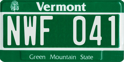VT license plate NWF041
