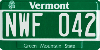 VT license plate NWF042