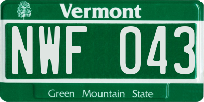VT license plate NWF043