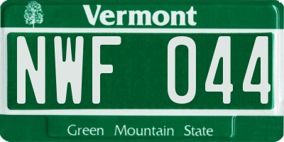 VT license plate NWF044