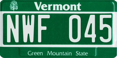 VT license plate NWF045