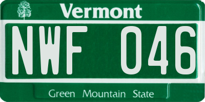VT license plate NWF046