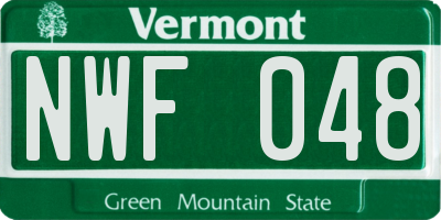 VT license plate NWF048