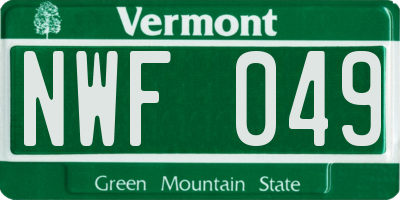 VT license plate NWF049