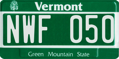 VT license plate NWF050